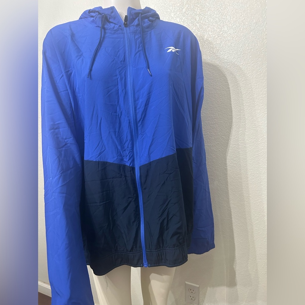 Reebok Blue and Black Hoodie -Regular Fit - XXL -Drawcord Adjustable Hood